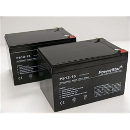 Powerstar 12V 15Ah SLA Battery for Razor E500S-MX500-MX650, 2PK PS12-15-2Pack-19
